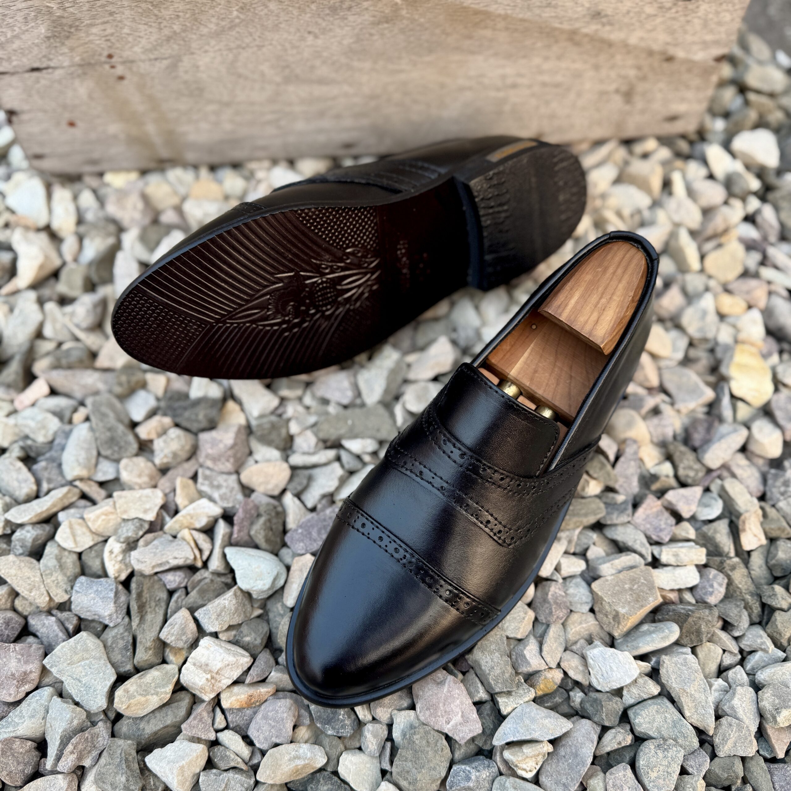 Black Punch Penny Shoe | 100% Genuine Leather - Image 3