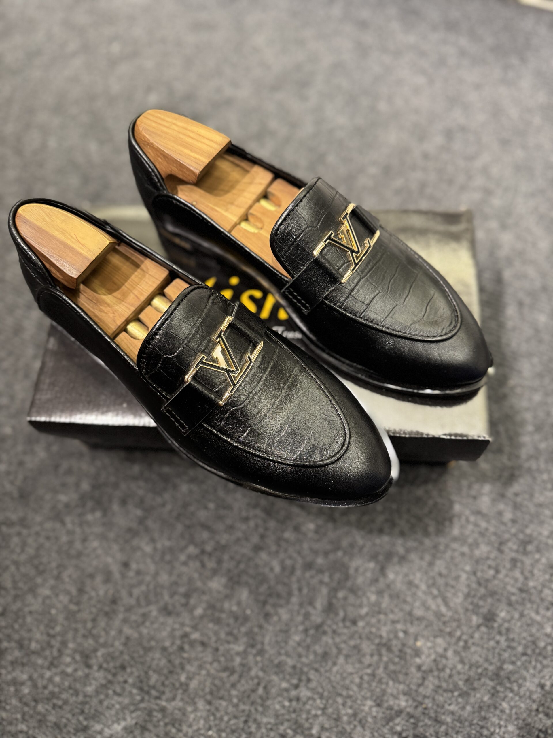 Black Crocodile Penny Shoes - Image 2