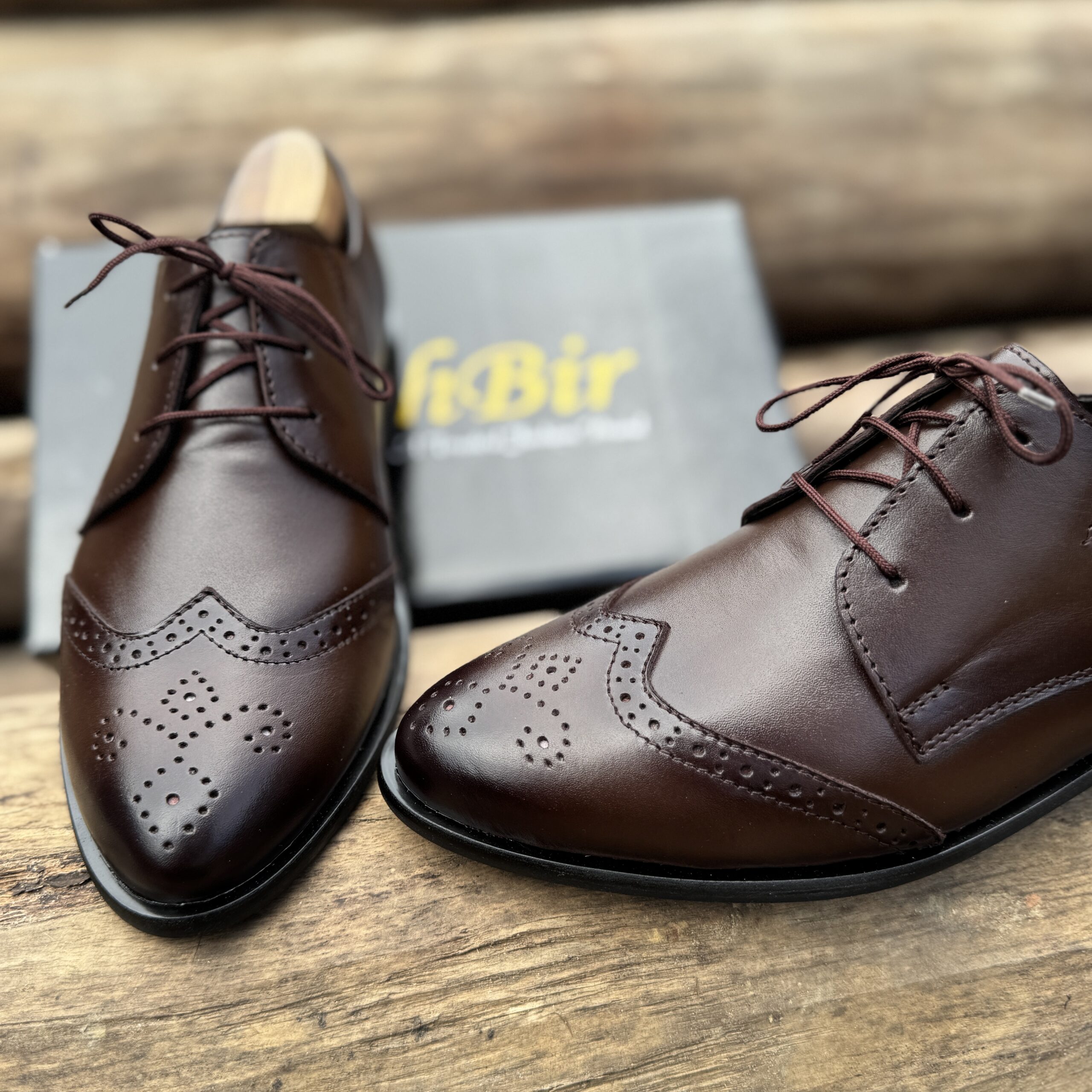 Handmade Brogue Derby Shoes| 100% Genuine Leather |Dark Brown Leather - Image 4
